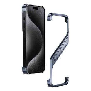 For iPhone 15 Pro S-shaped Stand Frameless Metal Phone Case(Grey)