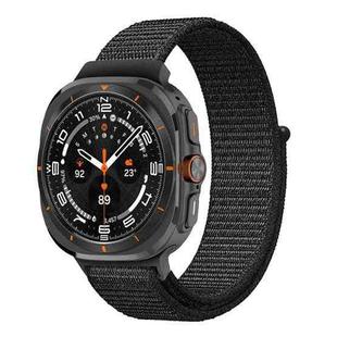 For Samsung Galaxy Watch Ultra 47mm Plastic Connector Nylon Loop Watch Band(Dark Black)