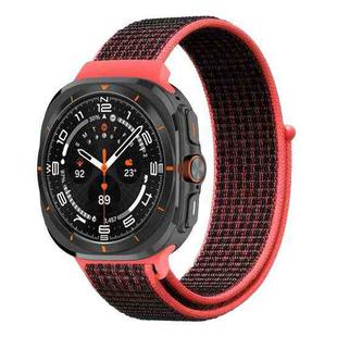 For Samsung Galaxy Watch Ultra 47mm Plastic Connector Nylon Loop Watch Band(Red Black)