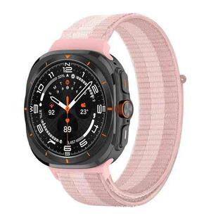 For Samsung Galaxy Watch Ultra 47mm Plastic Connector Nylon Loop Watch Band(Pink White Pink)