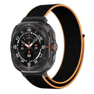 For Samsung Galaxy Watch Ultra 47mm Plastic Connector Nylon Loop Watch Band(Black Orange)