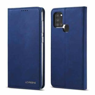 For Samsung Galaxy A21s LC.IMEEKE LC-002 Series Skin Hand Feeling PU + TPU Horizontal Flip Leather Case with Holder & Card Slot & Wallet(Blue)