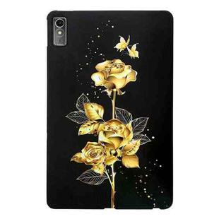 For Lenovo Tab M10 5G 2023 Golden Rose Pattern Smart Tablet TPU Case(Black)