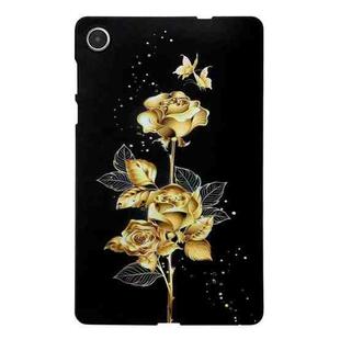 For Lenovo Tab M8 4th Gen Golden Rose Pattern Smart Tablet TPU Case(Black)