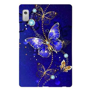 For Lenovo Tab M9 Color Painting Pattern Smart Tablet TPU Case(Blue Butterfly)