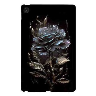 For Lenovo Tab M10 Plus 3rd Gen Color Painting Pattern Smart Tablet TPU Case(Black Rose)