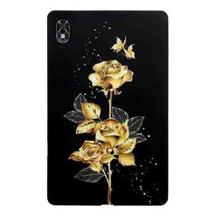 For Lenovo Legion Y700 Golden Rose Pattern Smart Tablet TPU Case(Black)