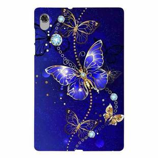 For Lenovo M10 Plus Color Painting Pattern Smart Tablet TPU Case(Blue Butterfly)