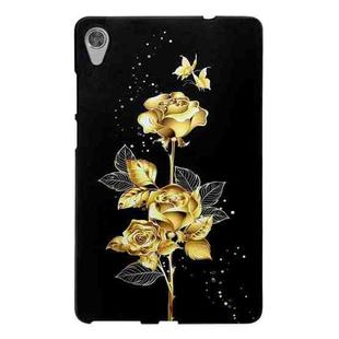 For Lenovo Tab M8 HD Golden Rose Pattern Smart Tablet TPU Case(Black)