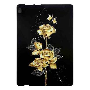 For Lenovo Tab M10 Golden Rose Pattern Smart Tablet TPU Case(Black)