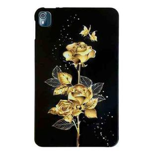 For Nokia T10 Golden Rose Pattern Smart Tablet TPU Case(Black)