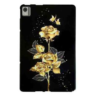 For Nokia T21 Golden Rose Pattern Smart Tablet TPU Case(Black)