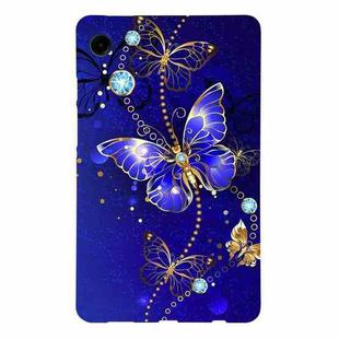 For Samsung Galaxy Tab A9 Color Painting Pattern Smart Tablet TPU Case(Blue Butterfly)