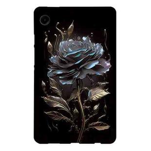 For Samsung Galaxy Tab A9 Color Painting Pattern Smart Tablet TPU Case(Black Rose)