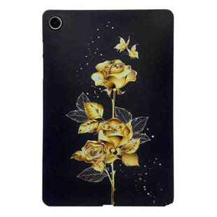 For Samsung Galaxy Tab A9+ Color Painting Pattern Smart Tablet TPU Case(Golden Rose)