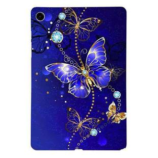 For Samsung Galaxy Tab A9+ Color Painting Pattern Smart Tablet TPU Case(Blue Butterfly)