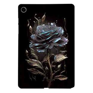 For Samsung Galaxy Tab A9+ Color Painting Pattern Smart Tablet TPU Case(Black Rose)