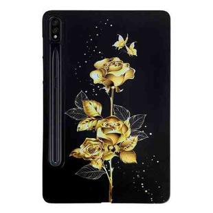 For Samsung Galaxy Tab S7 / S8 Color Painting Pattern Smart Tablet TPU Case(Golden Rose)