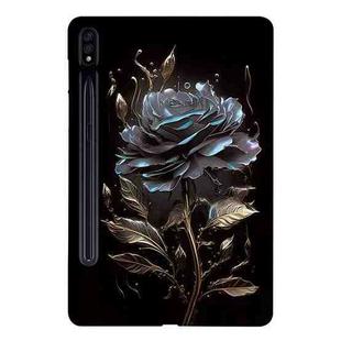 For Samsung Galaxy Tab S7 / S8 Color Painting Pattern Smart Tablet TPU Case(Black Rose)