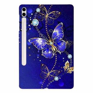 For Samsung Galaxy Tab S7+ / S8+ Color Painting Pattern Smart Tablet TPU Case(Blue Butterfly)