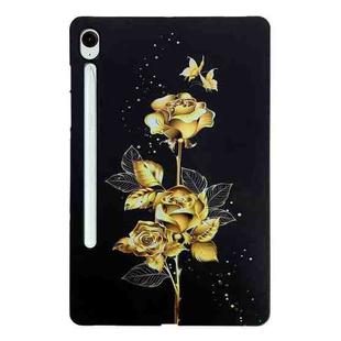 For Samsung Galaxy Tab S9 / S9 FE Color Painting Pattern Smart Tablet TPU Case(Golden Rose)