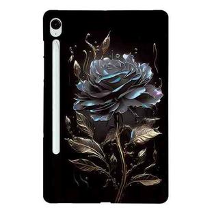 For Samsung Galaxy Tab S9 / S9 FE Color Painting Pattern Smart Tablet TPU Case(Black Rose)