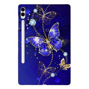 For Samsung Galaxy Tab S9+ / S9 FE+ Color Painting Pattern Smart Tablet TPU Case(Blue Butterfly)