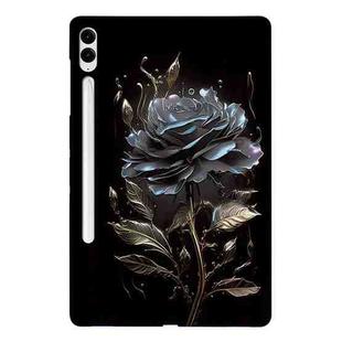For Samsung Galaxy Tab S9+ / S9 FE+ Color Painting Pattern Smart Tablet TPU Case(Black Rose)