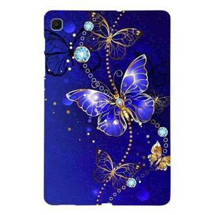 For Samsung Galaxy Tab S6 Lite 2024 / 2022 Color Painting Pattern Smart Tablet TPU Case(Blue Butterfly)