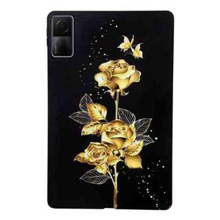 For Redmi Pad 10.61 Color Painting Pattern Smart Tablet TPU Case(Golden Rose)