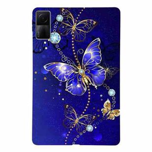 For Redmi Pad 10.61 Color Painting Pattern Smart Tablet TPU Case(Blue Butterfly)