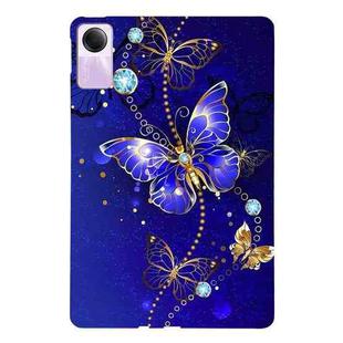 For Redmi Pad SE Color Painting Pattern Smart Tablet TPU Case(Blue Butterfly)