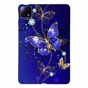 For Xiaomi Pad 6 Color Painting Pattern Smart Tablet TPU Case(Blue Butterfly)