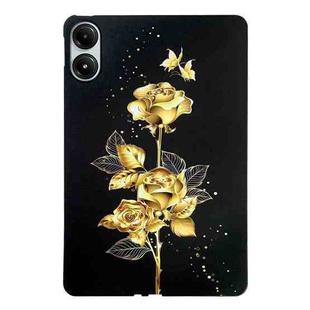 For Xiaomi Poco Pad Color Painting Pattern Smart Tablet TPU Case(Golden Rose)