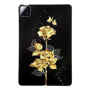 For Xiaomi Pad 6S Pro 12.4 Color Painting Pattern Smart Tablet TPU Case(Golden Rose)