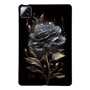 For Xiaomi Pad 6S Pro 12.4 Color Painting Pattern Smart Tablet TPU Case(Black Rose)