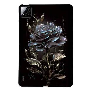 For Xiaomi Pad 7 / Pad 7 Pro Color Painting Pattern Smart Tablet TPU Case(Black Rose)