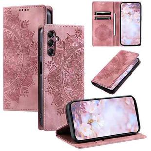 For Samsung Galaxy A17 5G Totem Embossed Magnetic Leather Phone Case(Rose Gold)