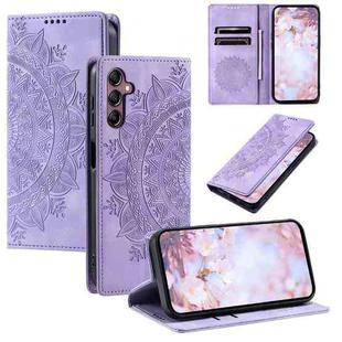 For Samsung Galaxy A17 5G Totem Embossed Magnetic Leather Phone Case(Purple)