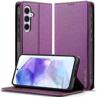 For Samsung Galaxy S24 FE 5G LC.IMEEKE L1 Series Frosted Fine Texture PU Phone Case(Purple)