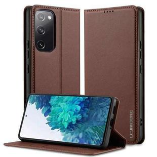 For Samsung Galaxy S20 FE LC.IMEEKE L1 Series Frosted Fine Texture PU Phone Case(Brown)