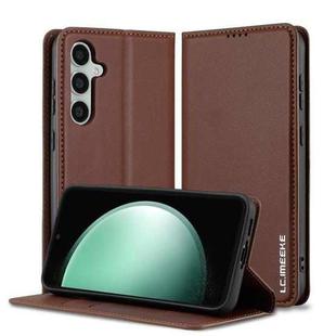 For Samsung Galaxy S23 FE 5G LC.IMEEKE L1 Series Frosted Fine Texture PU Phone Case(Brown)