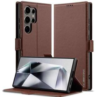 For Samsung Galaxy S25 Ultra 5G LC.IMEEKE L1 Series Frosted Fine Texture PU Phone Case(Brown)