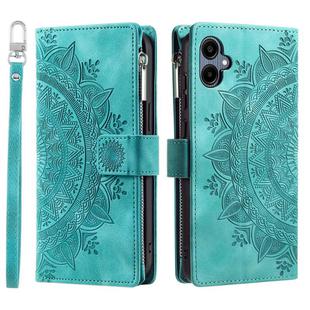 For Samsung Galaxy A06 5G Multi-Card Totem Zipper Leather Phone Case(Green)