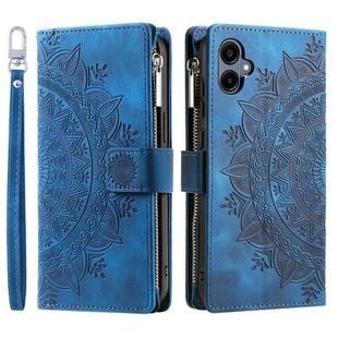 For Samsung Galaxy A06 5G Multi-Card Totem Zipper Leather Phone Case(Blue)