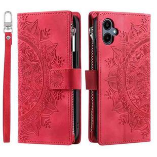 For Samsung Galaxy A06 5G Multi-Card Totem Zipper Leather Phone Case(Red)