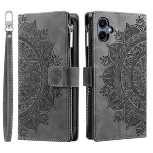 For Samsung Galaxy A06 5G Multi-Card Totem Zipper Leather Phone Case(Grey)