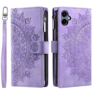 For Samsung Galaxy A06 5G Multi-Card Totem Zipper Leather Phone Case(Purple)