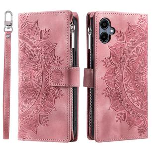 For Samsung Galaxy A06 5G Multi-Card Totem Zipper Leather Phone Case(Pink)
