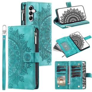 For Samsung Galaxy A17 5G Multi-Card Totem Zipper Leather Phone Case(Green)